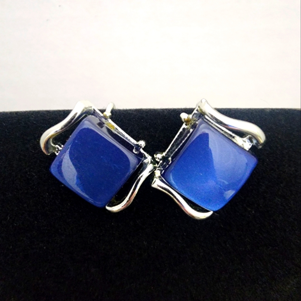 SE23 Elegant Blue and Silver Color Clip-on Earrings